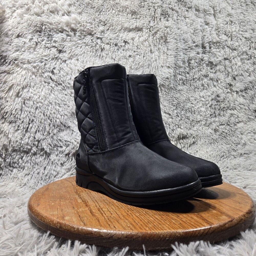 Totes Jara Boots Women Size 8M Retro Black Side Zip Up Casual Waterproof Booties